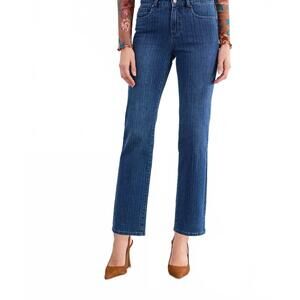 NEW FDJ olivia pinstripe straight ankle jean in dark wash